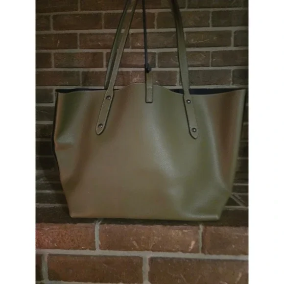 COACH Olive Green Pebbled Leather Market Tote Shoulder Bag - Picture 4 of 6